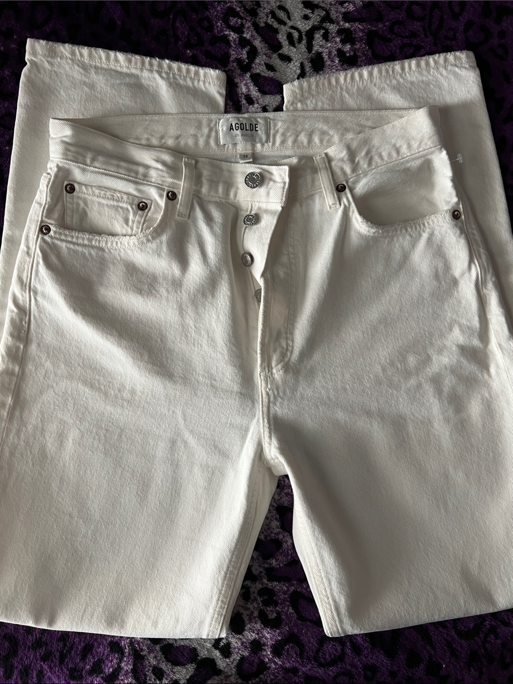Agolde white Button-Fly Straight Jeans